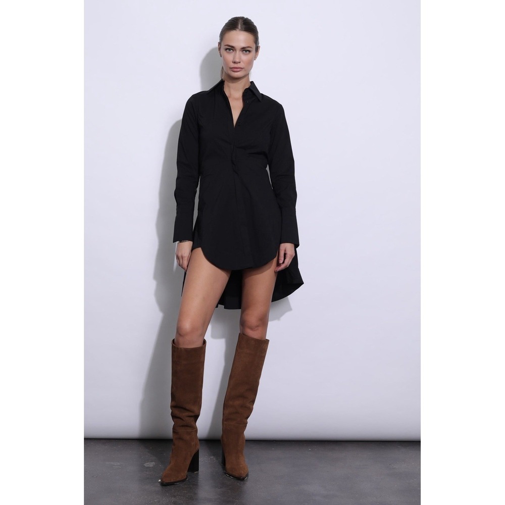 Karina Grimaldi Gioconda‎ Mini Dress in Black Long Sleeve Cotton Sz M